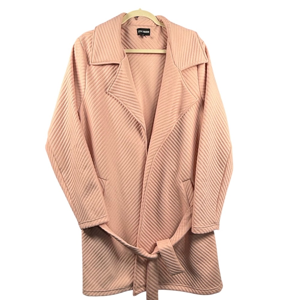 Steve Madden XL Women Ottoman Knit it Jacket Tie Waist Trench Coat Coquette Chic